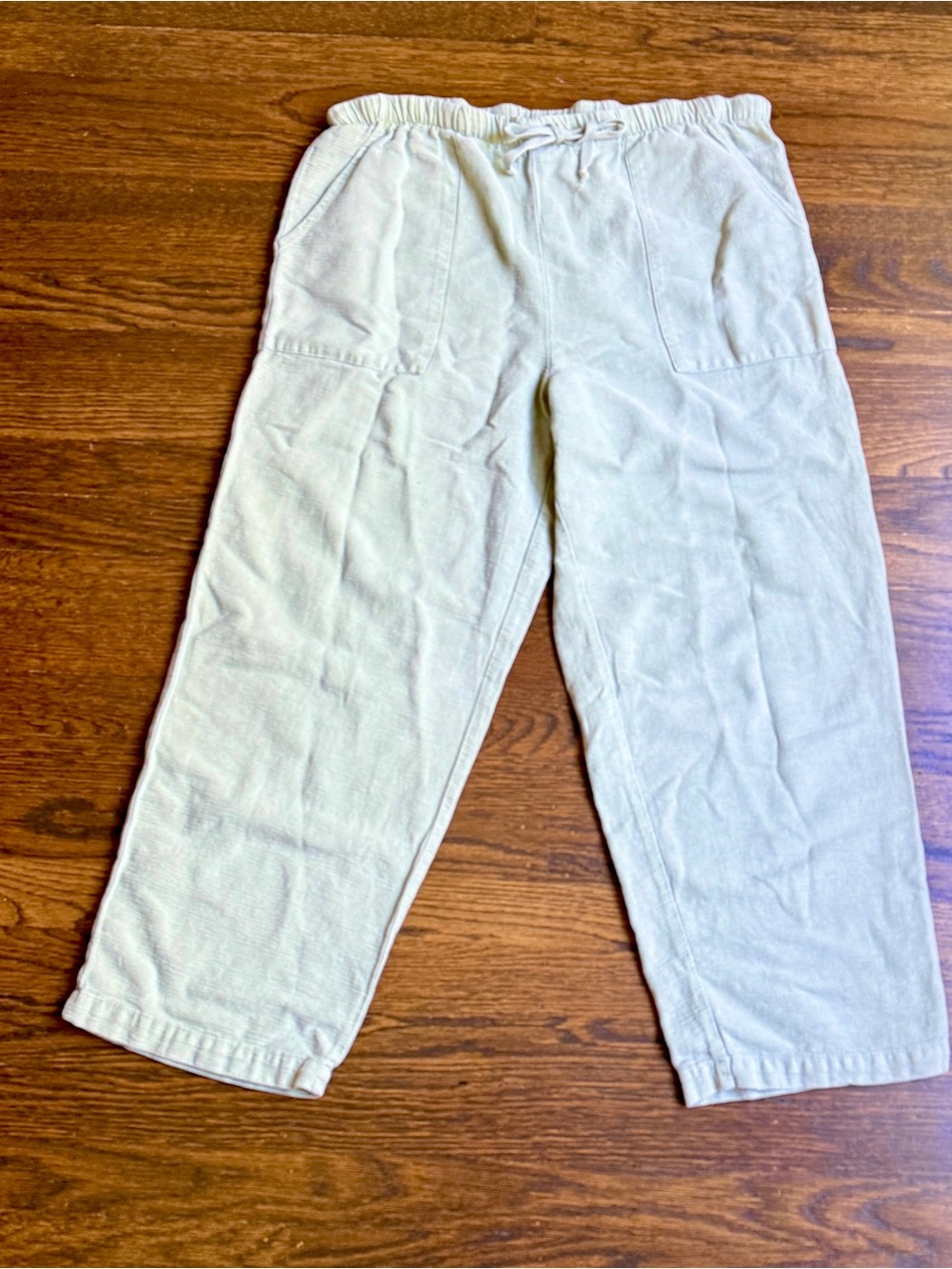 Vintage Hot Cotton Sage Mint Green Wide Leg Crop Pants Made in USA Size S